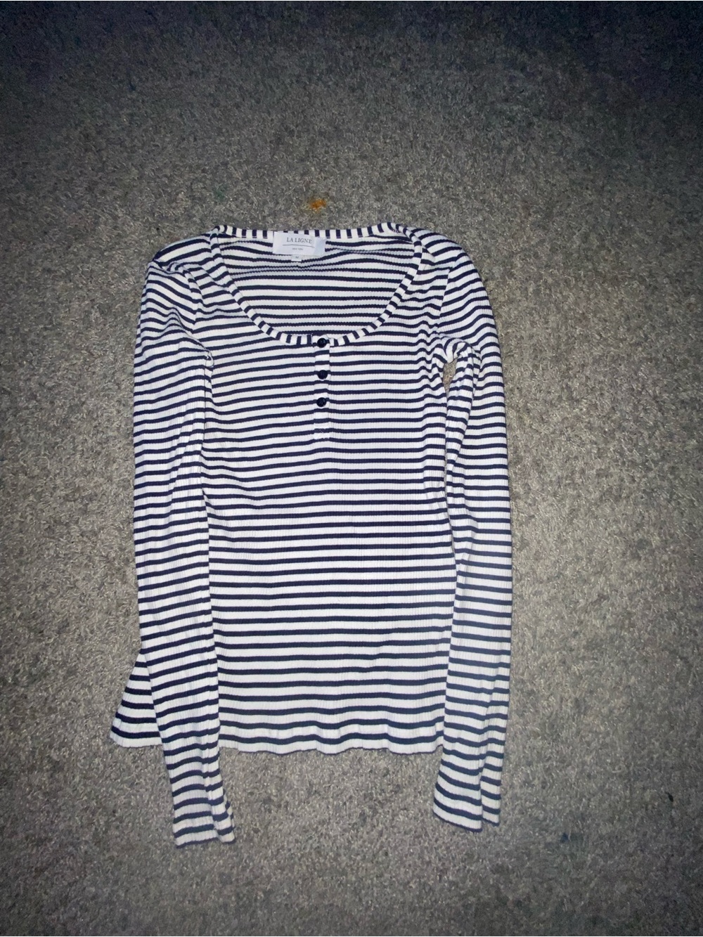 La Ligne Navy & White Striped Scoop Neck Top